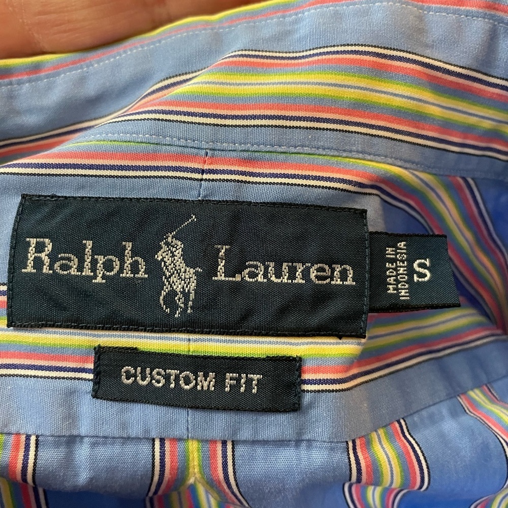 EUC Ralph Lauren Blue Striped Dress Shirt - Picture 3 of 3